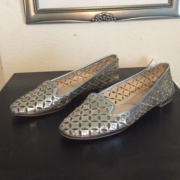 michael kors silver loafers